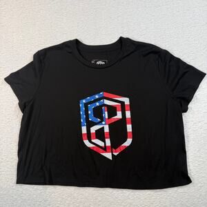 Born Primitive womens Elevate Crop Top black and american flag size large